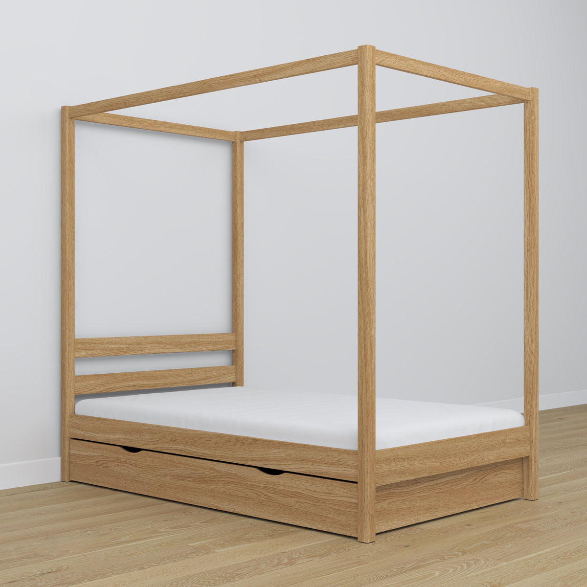 Himmelbett aus Eiche, Natureiche – Dekorationsrahmen, Kinderzimmer