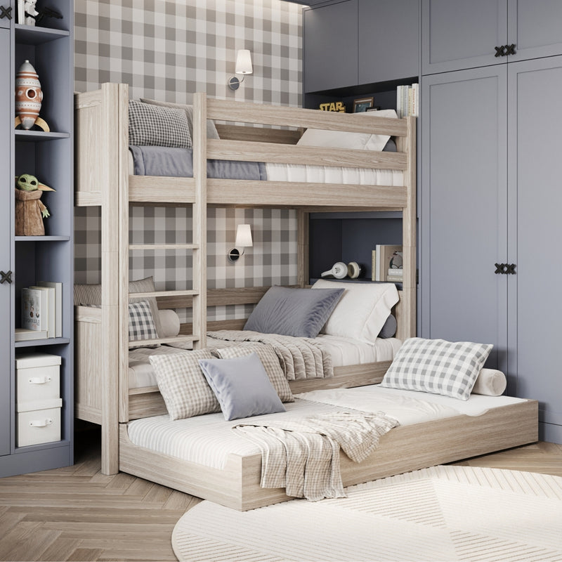 Hochbett mit Schublade für Matratze Eiche gebleicht aus Eiche – Kinderzimmer scandi