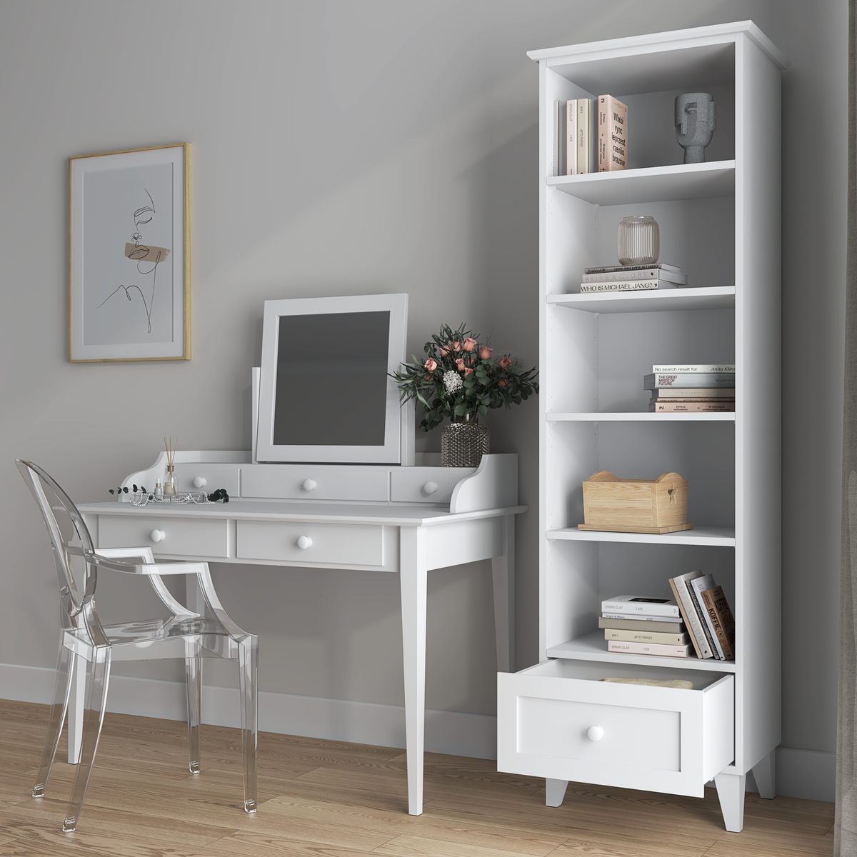 Holzregal 1S 57 Scandi weiß