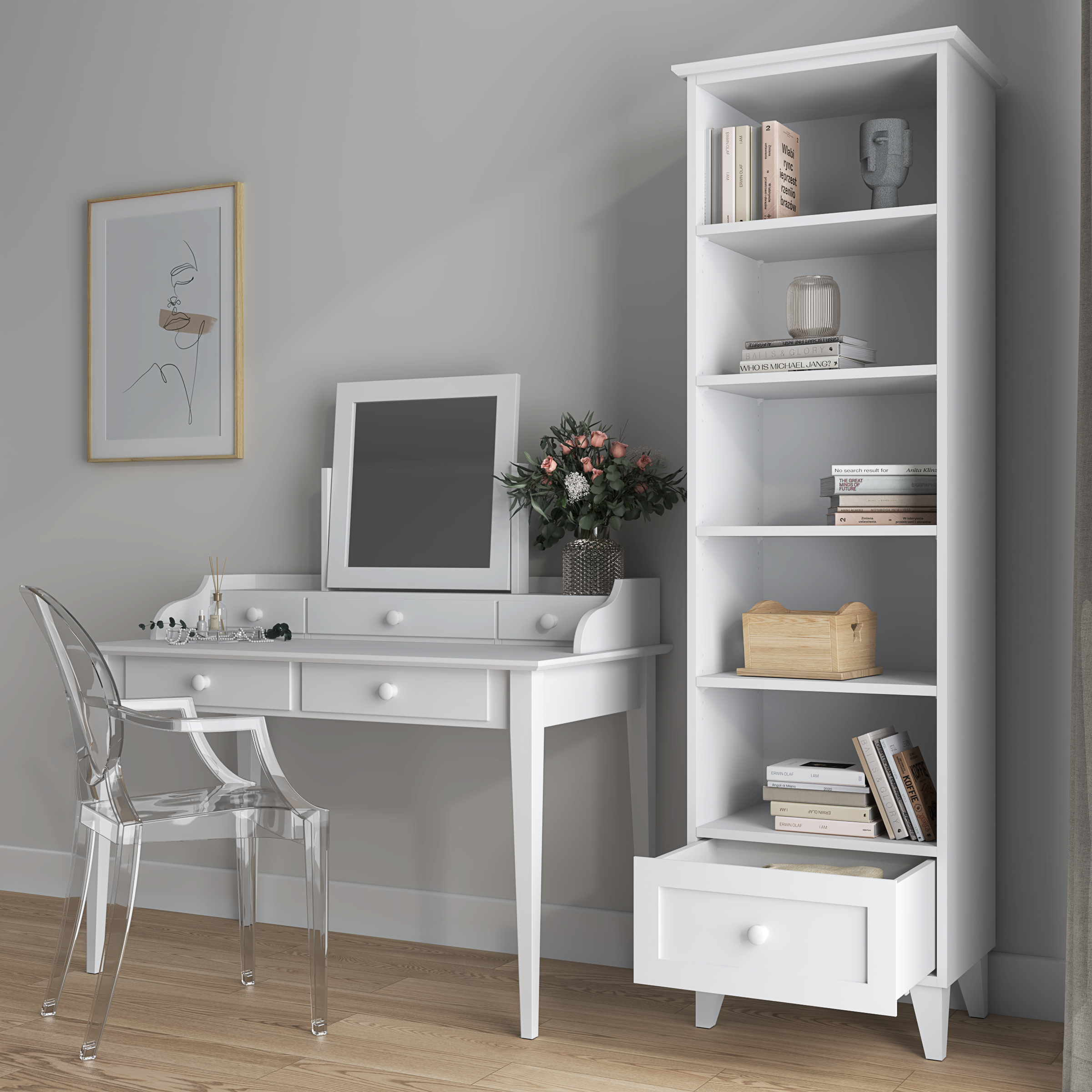 Holzregal 1S 57 Scandi weiß