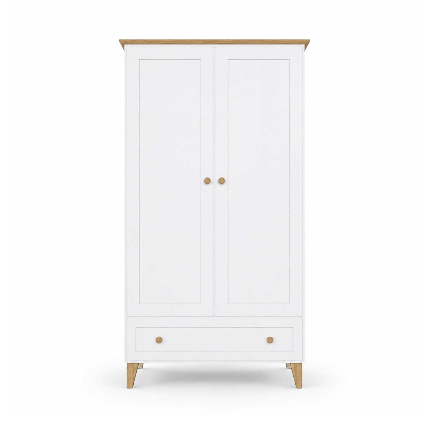 Wooden wardrobe 2D1S Scandi white / natural oak