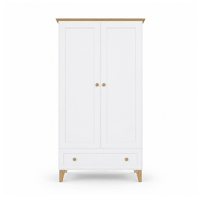 Holzschrank 2D1S Scandi weiß / natürliche Eiche