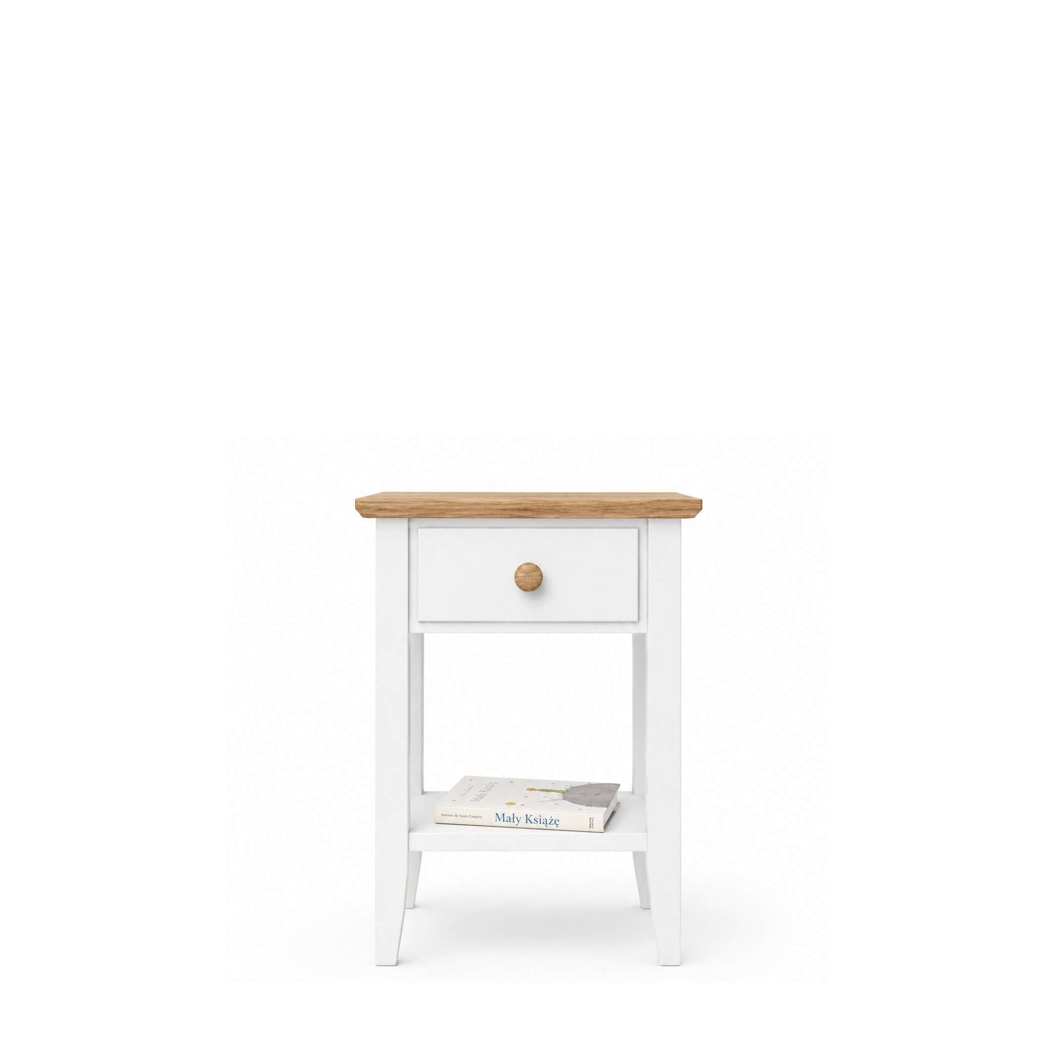 Holz-Nachttisch 1S N01 Scandi Weiß / Eiche Natur
