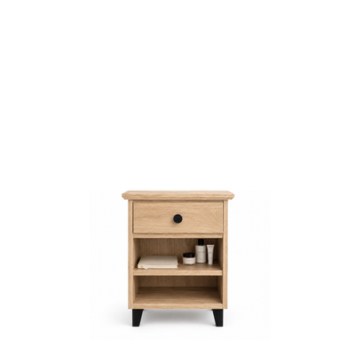 Oak bedside table 1S N02 Scandi oak natural / black