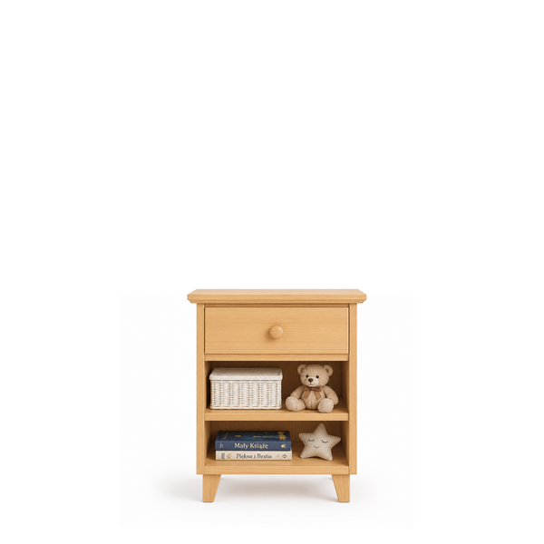 Pine bedside table 1S N02 Scandi natural pine