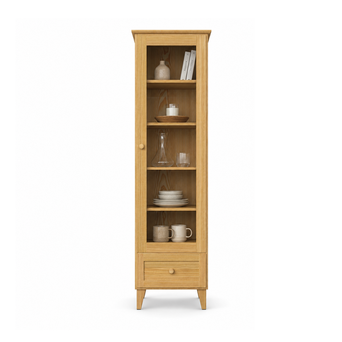 Pine display cabinet 1S 57 Scandi natural pine